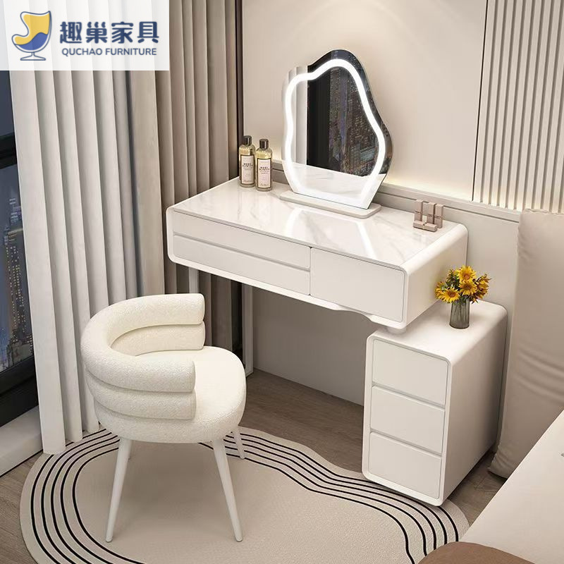 Cream-Style Dressing Table, Modern, Simple, Light Luxury, Slate Desk, Home Solid Wood Dressing Table, Integrated Bedroom Dressing Table