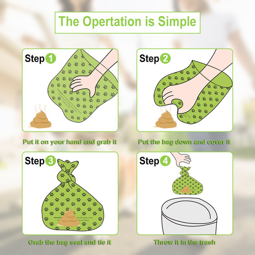 Foreign trade pet waste bags, biodegradable single roll grabber bags, dog poop bags, Amazon dog waste bags, pet grabber