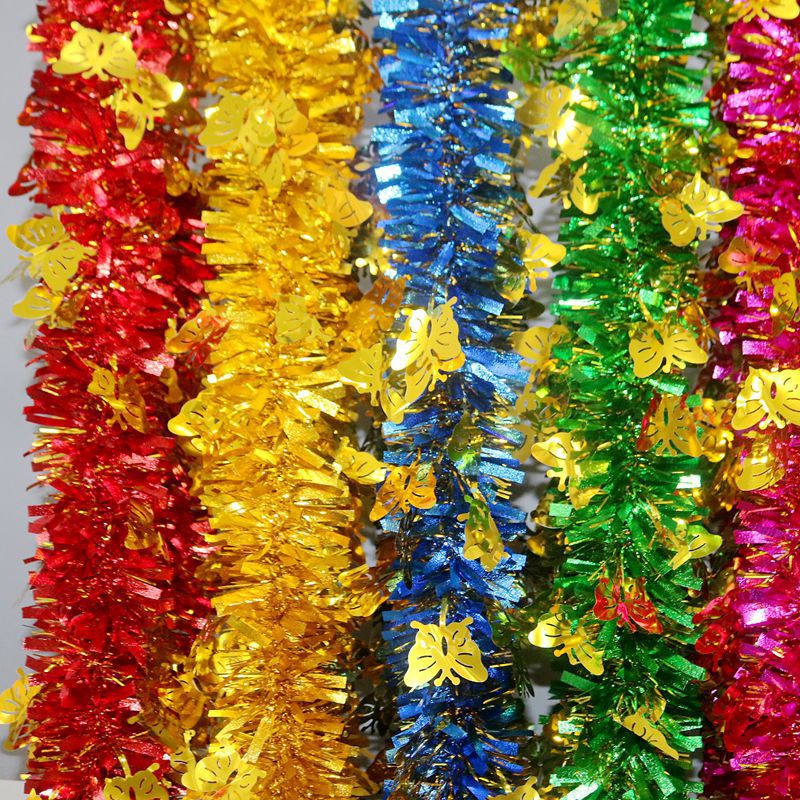 Cruzar la frontera 2 m complejo de navidad fiesta decoración mariposa burbuja de seda madder arreglo de la boda guirnalda rayas de color