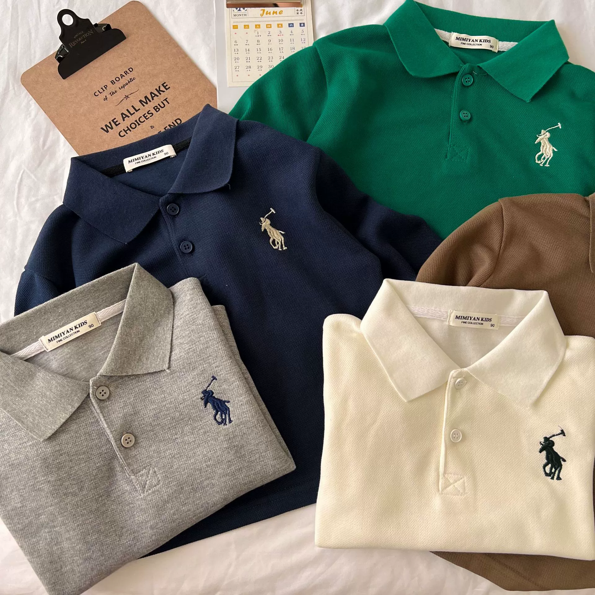 Детское春 spring polo для мужчин и женщин, цветной длинный рукав, вышивка
