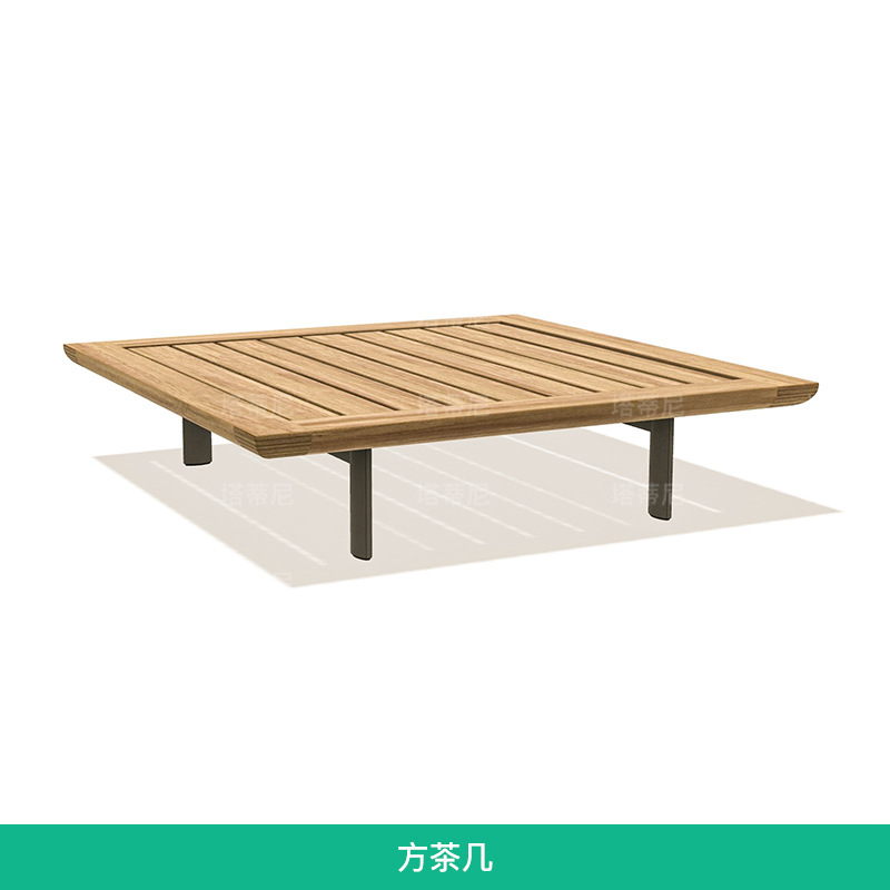 Combinación de muebles de madera de teca al aire libre de ocio al aire libre de madera sólida anticorrosiva a prueba de lluvia y protección solar de sofá de madera de patio villa image 18