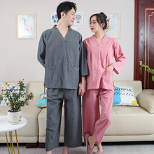 纯棉汗蒸服男女长袖长裤全棉家居洗浴酒店桑拿足疗按摩服理疗大码