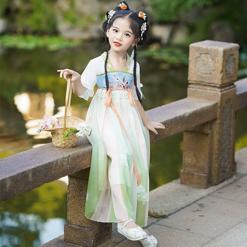 Ханьфу, летняя рубашка с длинным рукавом, платье, китайский стиль
