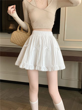 夏季新款白色短裙女款法式小个子蝴蝶结半身裙a字裙子短款小白裙