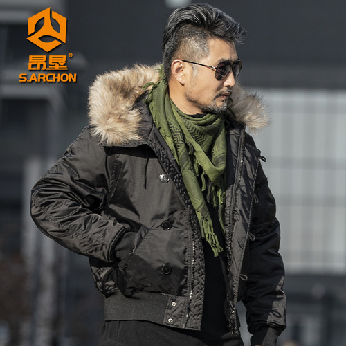 Angken N2B polar cold-proof tactical cotton clothing men's spring and autumn warm short hooded outdoor jacket thickened jacket