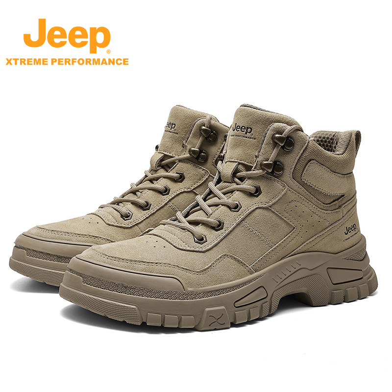 Jeep High-Top Shoes Men's 2025 Winter New Outdoor Men's Boots Hiking Hiking Non-Slip American Work Boots