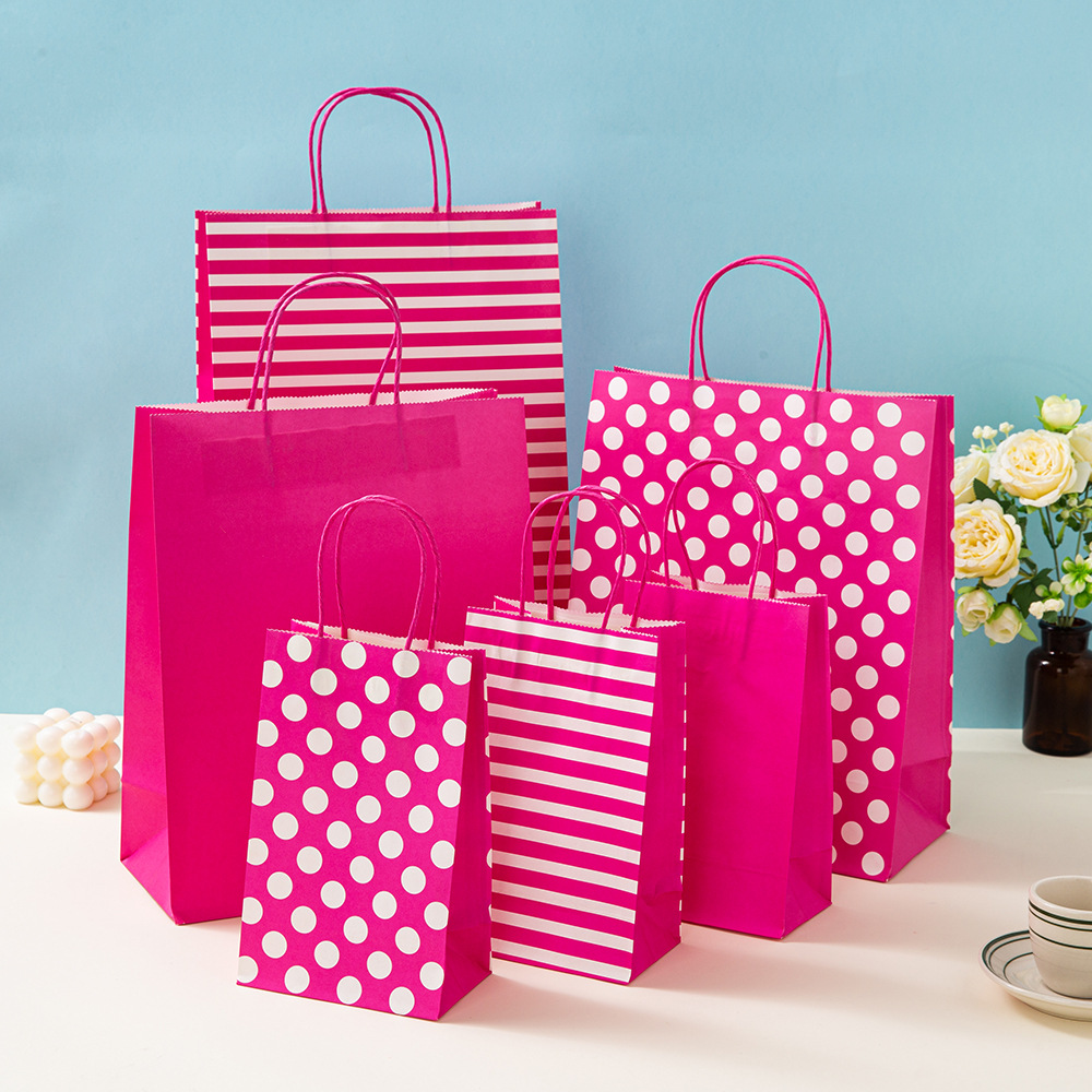 Polka Dot sarga mancha color bolsa de papel Regalo de Cumpleaños bolsa de embalaje de vacaciones bolsa de papel Kraft bolso de regalo de mano en stock lote