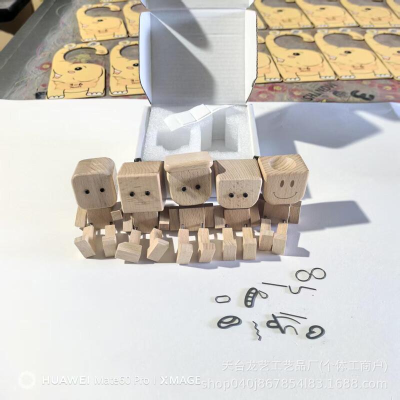 跨境新品 Shaking Wooden Man Figurine汽车装饰手工制作摇脚源头|undefined