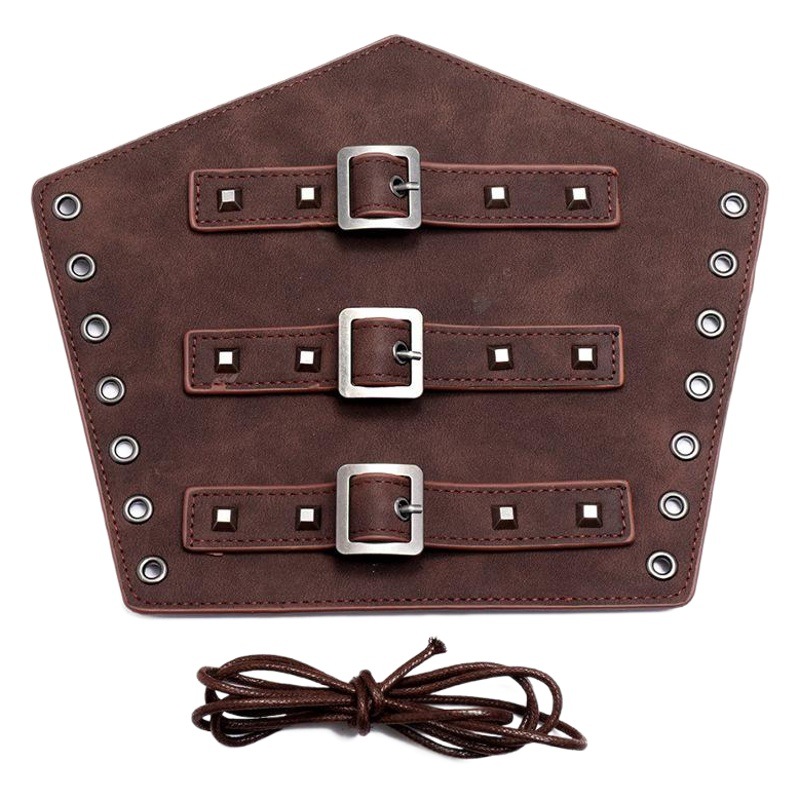 Cross-Border Hot-Selling Accessories European and American New Exaggerated Men's Leather Wrist Guards, Personalized Wide Leather Punk Cycling Arm Guards