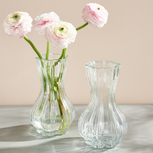Ins Style Vase Glass Ornaments Vintage Living Room Light Luxury Desktop Flower Arranging Advanced Sense Transparent Hydroponic Green Flower