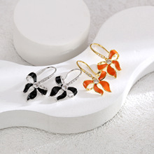 耳環韓系高級感氣質小眾飾品外貿熱銷配飾超仙精致鋯石蝴蝶結耳鈎
