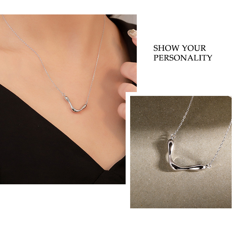 Women'S Gender Plating Design 925 Sterling Silver Cable Chain Plating V Shape Necklace