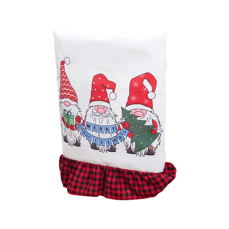 Christmas Chair Cover Red Black Plaid Lace Chair Cover Christmas Decorations Linen Creative Cartoon Print_voghion.com