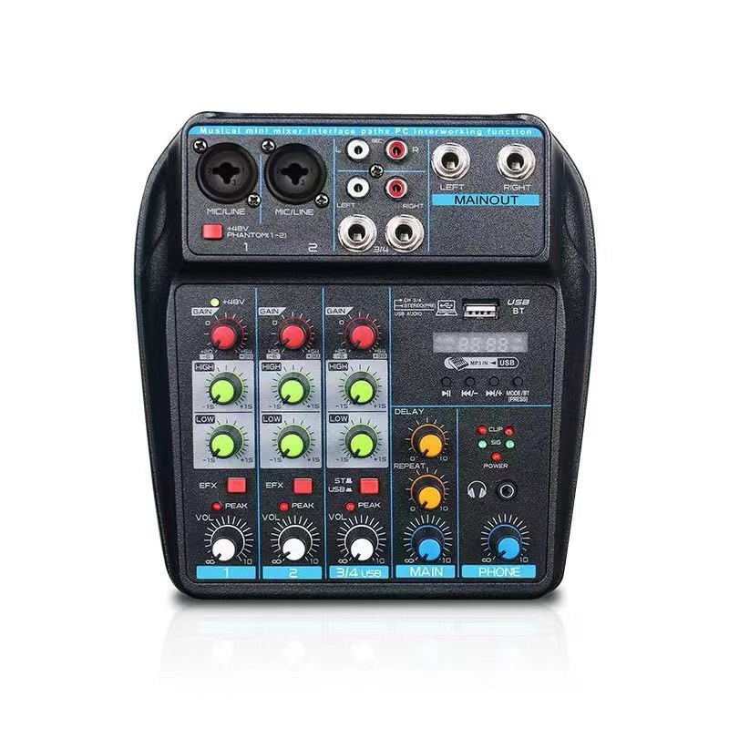 Mezclador pequeño de 4 vías con escenario de reverberación Teléfono móvil computadora transmisión en vivo USB Grabación DJMixer Mezclador image 7