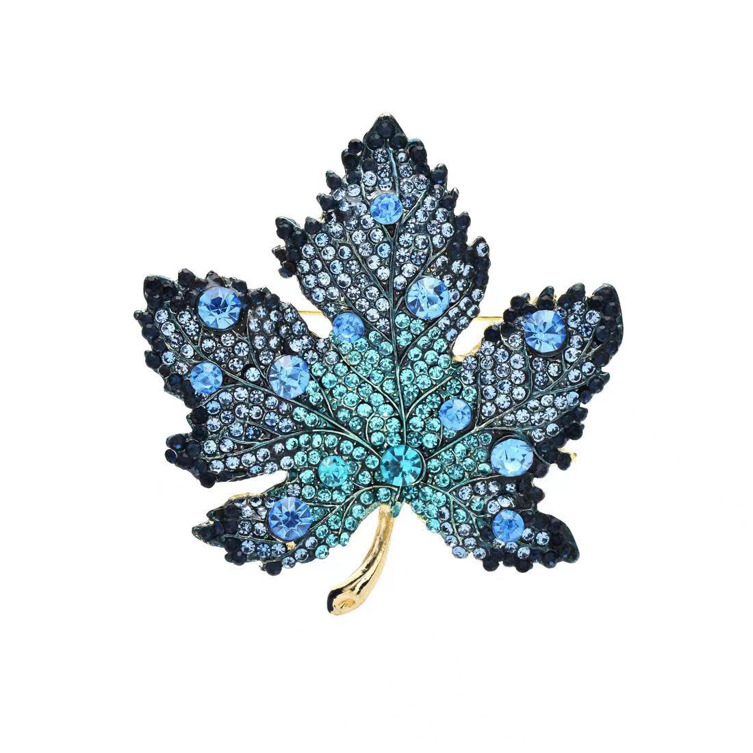 Elegant Shiny Maple Leaf Zinc Alloy Plating Inlay Rhinestones Women's Brooches display picture 7