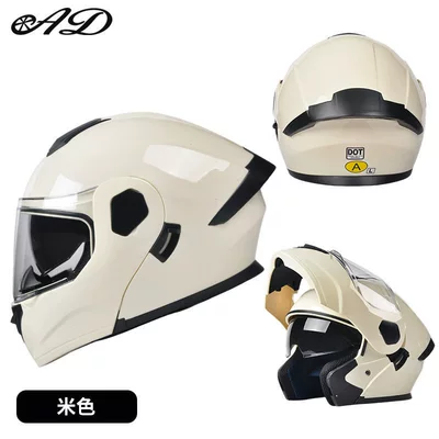 Certified, Winter Flip-Up Helmet, Motosiklet dəbilqələri - m55-56-head-circumference-beige-3cdot-certified-hd-mirror