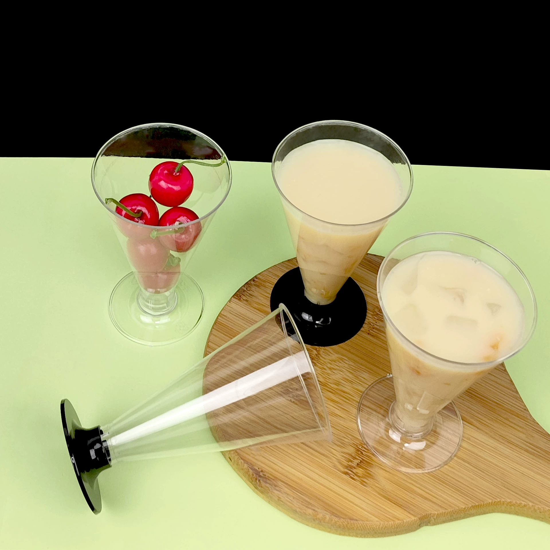 Прозрачный бокал для красного вина одноразовый Конический пластиковый стакан для Мусса чашка для желе чашка для чая с молоком Деревянная чашка для мякины 500 шт.