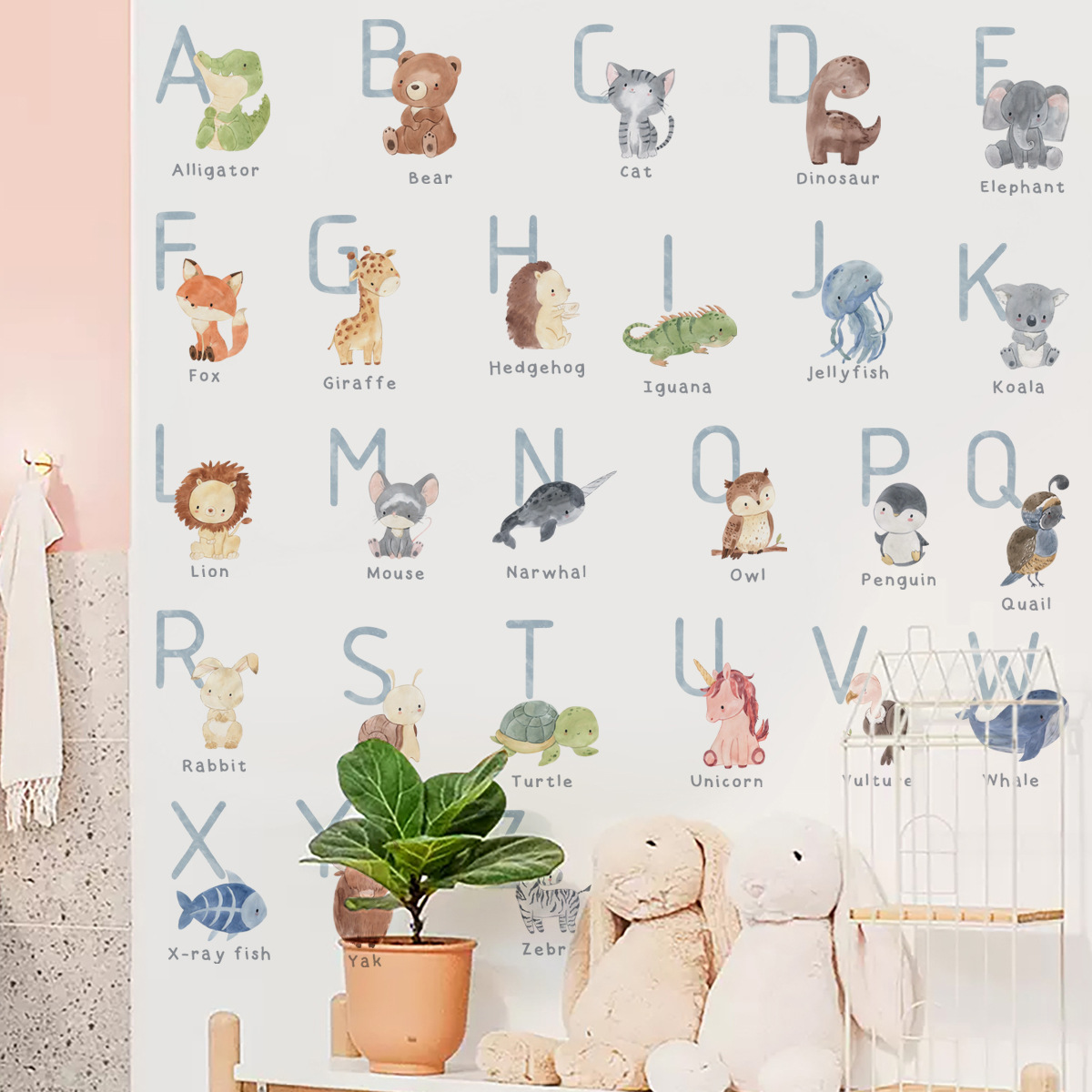 Animal numbers self-learning alphabet children's room wall stickers…