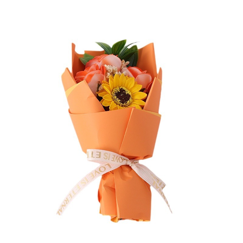 Regalo de San Valentín mini ramo de flores girasoles, flores secas eternas con estrellas exquisitas