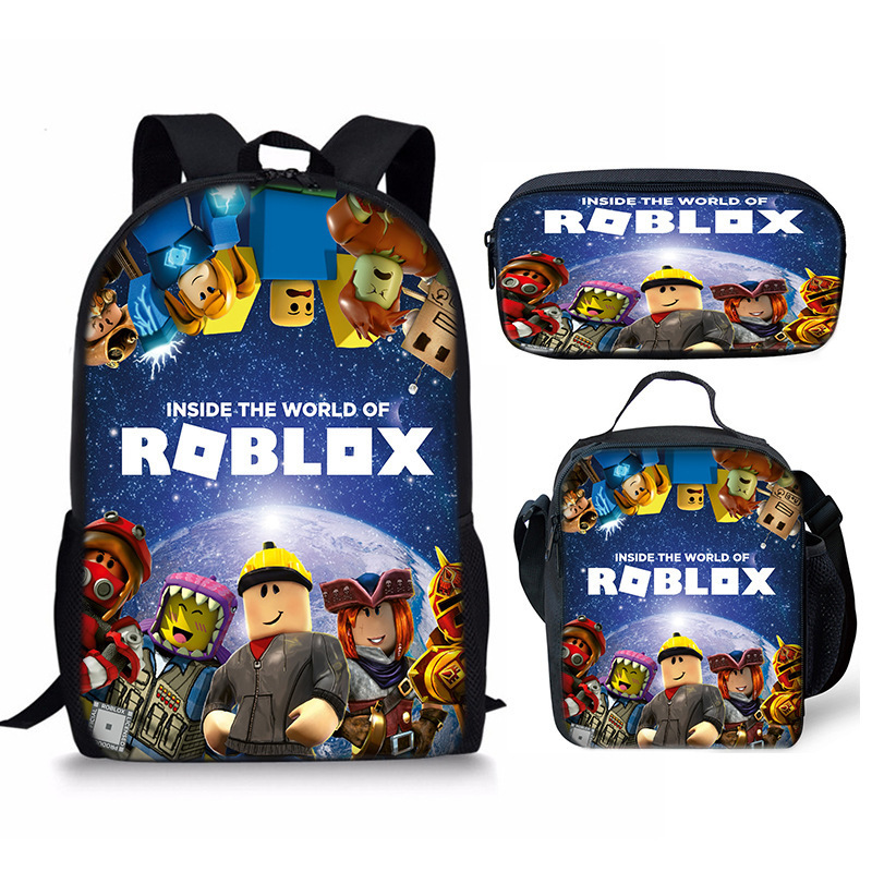 3D 新製品 Roblox 学生スクールバッグ ランチバッグ ペンシルバッグ Roblox プリント バックパック 3 点セット|undefined