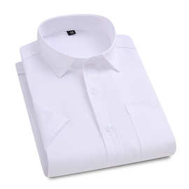 商务衬衫男士短袖配西装寸衫男式职业工装衬衣不含棉证件照白衬衫