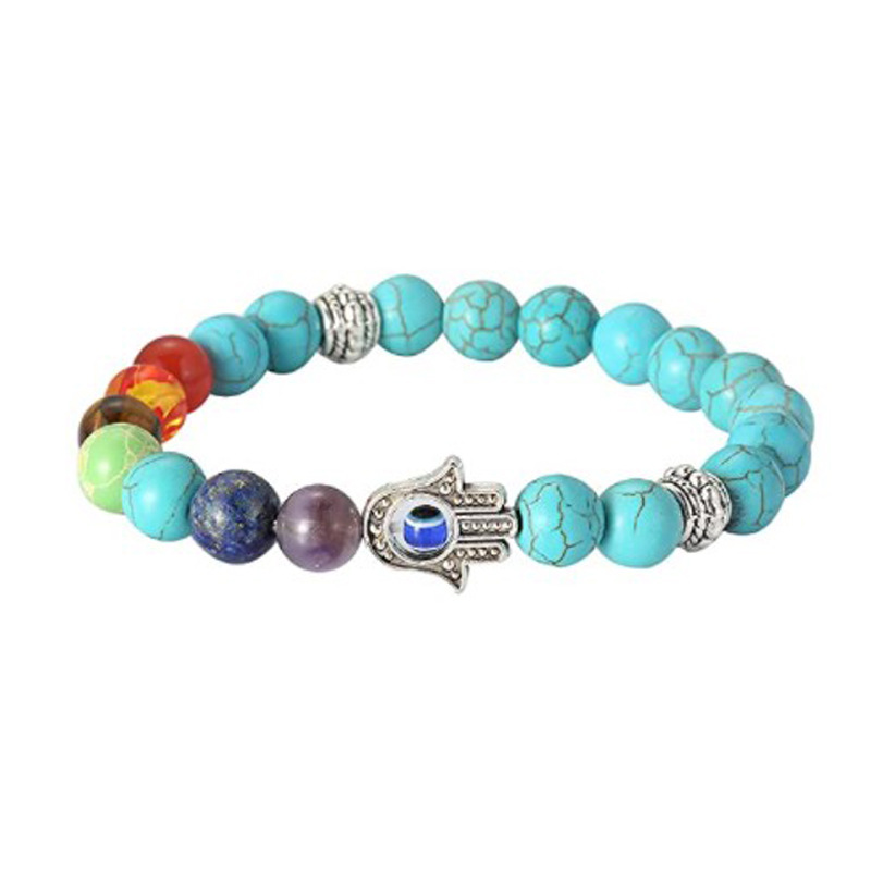 Ethnic Style Devilu0027S Eye Palm natural stone Unisex Bracelets