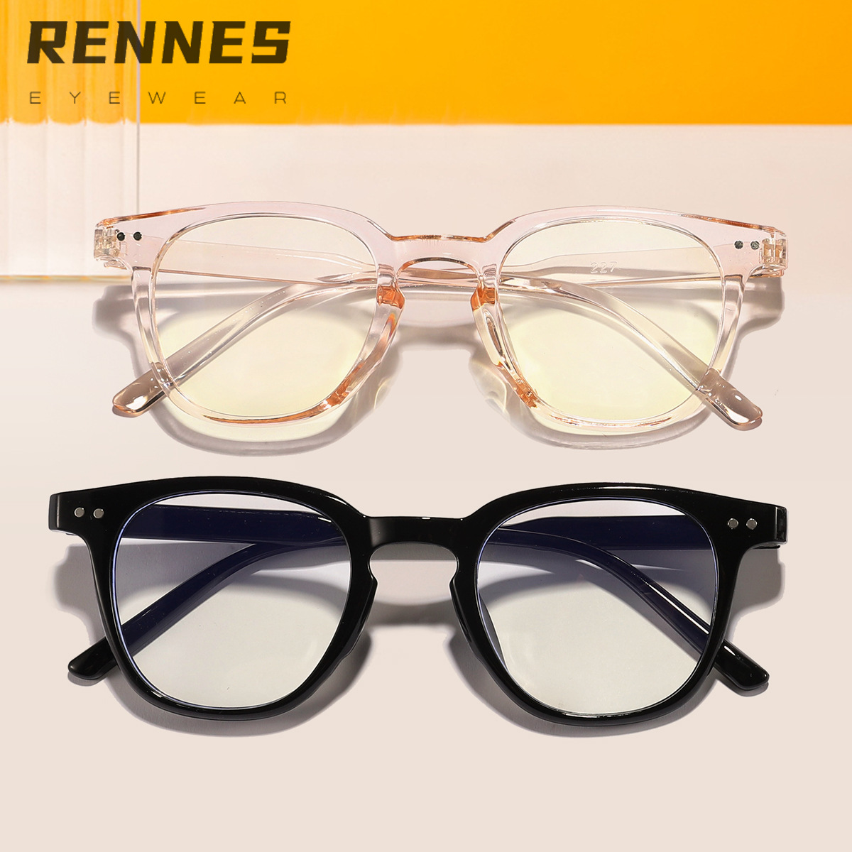 2022 nuevo estilo coreano casual artístico llano gafas lisas hombres y mujeres beige uñas gafas irregulares pierna anti-azul gafas de luz