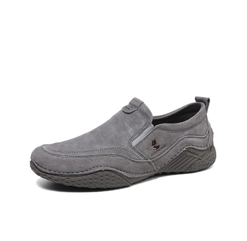 Giày nam cổ thấp kiểu Martin da thật size lớn, đế bằng, dây thun — D2085 màu kaki, D2085 màu xám chi tiết 30