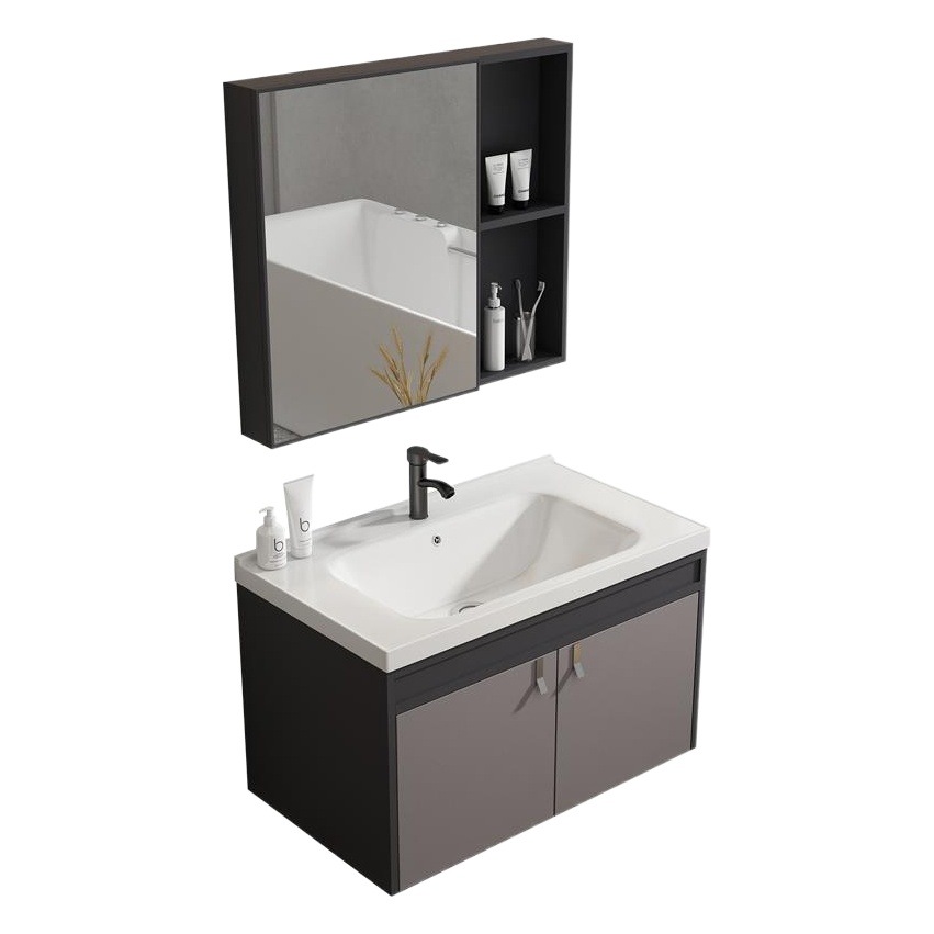 Gabinete de baño de aleación de aluminio de espacio combinación balcón lavabo de baño lavabo de cerámica integrado lavabo de baño mesa de lavado