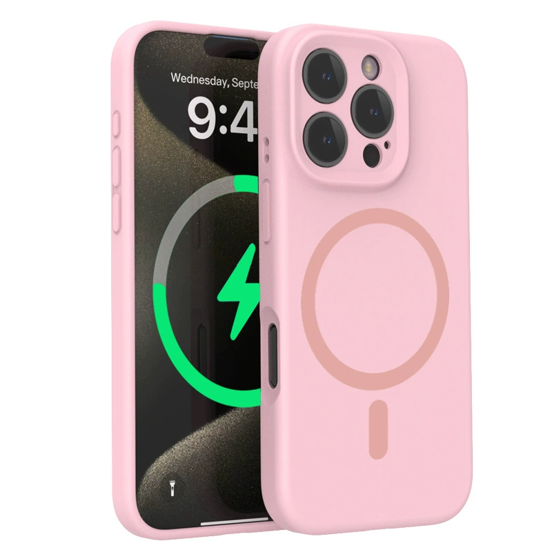 Phone case (Apple) iPhone 13–16, liquid silicone, strong magnetic ring and lens protector