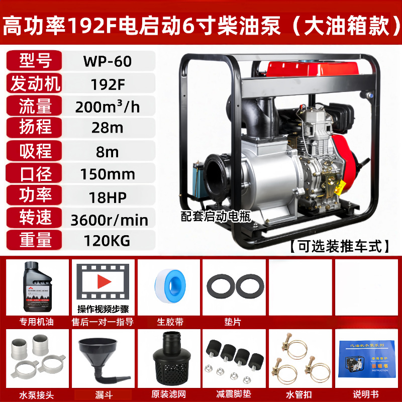Bomba de agua del motor diesel de gasolina Wuyang honda agrícola de alta presión nueva bomba de bombeo de autoabsorbente para iniciar el riego de tierras agrícolas image 59