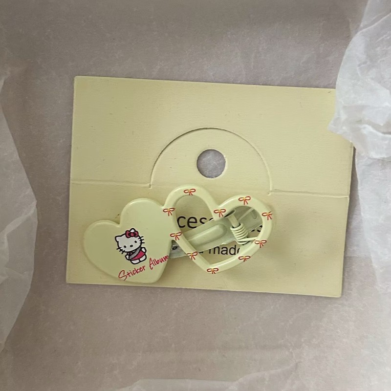 可爱糖果色爱心镂空猫咪发夹日系甜美少女侧边鸭嘴夹发卡发饰夹子|undefined