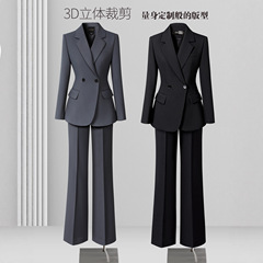 灰色西装套装女秋冬正式场合气质通勤面试高端职业西服正装工作服