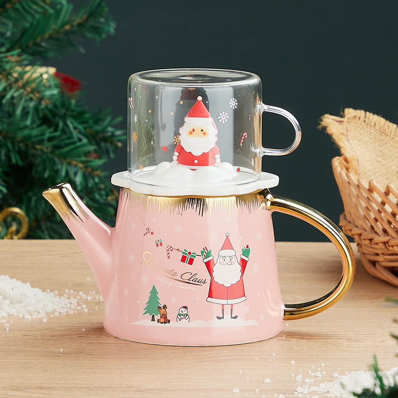 Creativo tridimensional Santa Claus juego de té traje de suministro transfronterizo de cerámica mano regalo imprimible logo mano regalo traje