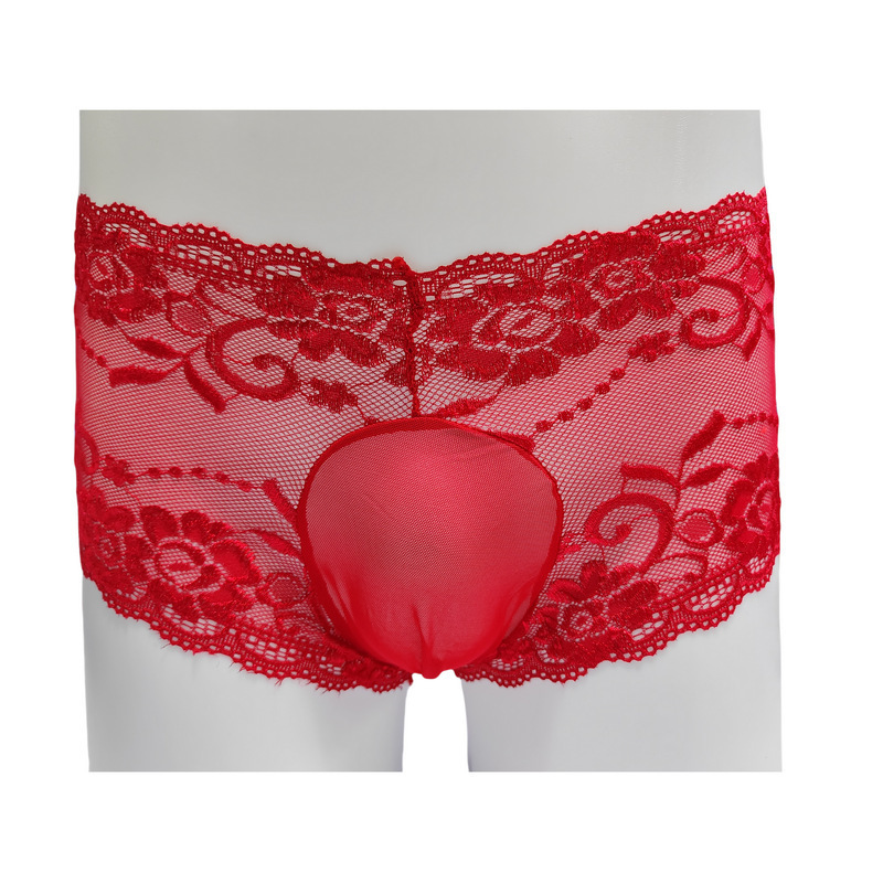 Sexy Lace Hidden Penis Pouch Underwear for Men, 3D U-Convex High-Waist Transparent Mesh Crotch Protector European and American Style Underwear Sexy Lace Hidden Penis Pouch Underwear for Men, 3D U-Convex High-Waist Transparent Mesh Crotch Protector European and American Style Underwear