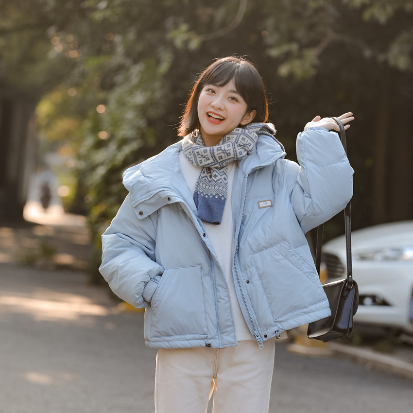 Bakery Women's Winter Clothing Korean Style Student Cotton Jacket Simple Loose Hooded Short Cotton Coat Jacket Cotton Coat