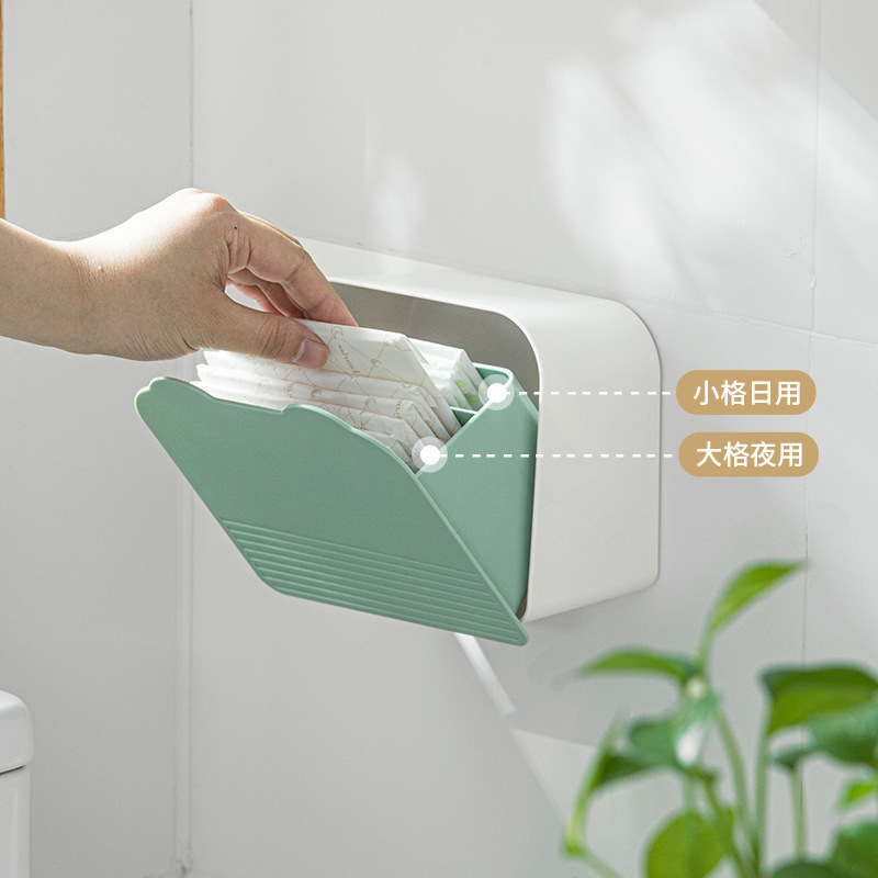 Caja de almacenamiento de servilletas sanitarias de pared cosméticos de algodón multiusos Flip caja de organización compartimiento caja de almacenamiento sellada image 3