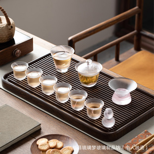New Chinese Style Glazed Women's Tea Set, Hand-Blown Ink Texture Public Cup Lid Bowl Tea Table Living Room Tea Art Complete
