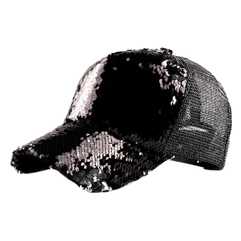 2021 Nuevo sombrero de sol de verano de las mujeres sombrero de la moda coreana lentejuelas tapa de béisbol de las mujeres sombrero de malla Hipster