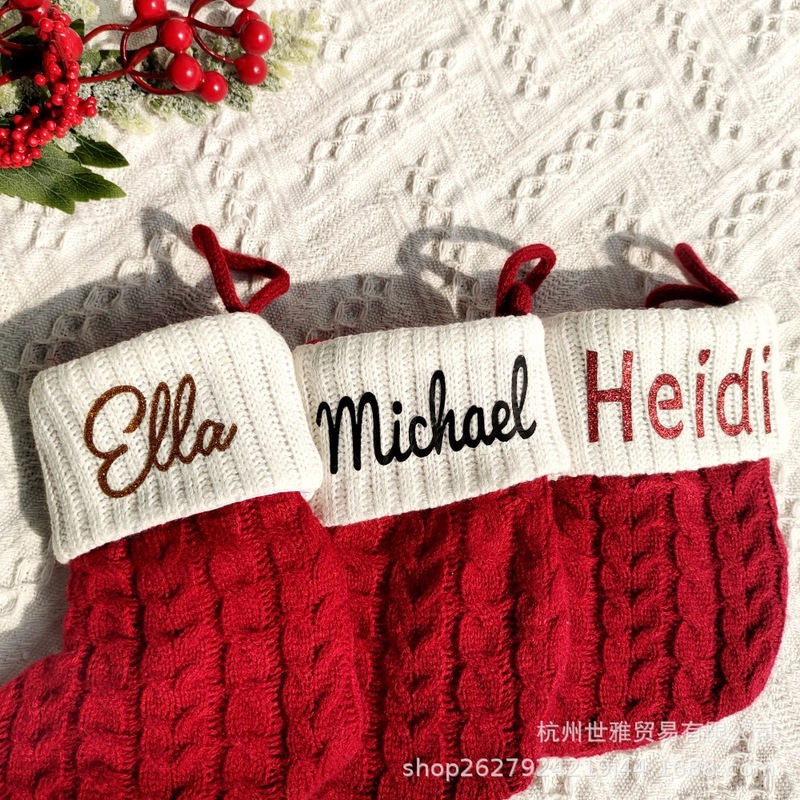 クリスマスストラップクリスマスクリスマスストッククロスボーダーカスタム名前ニット靴下クリスマスツリー装飾ギフトバッグ|undefined