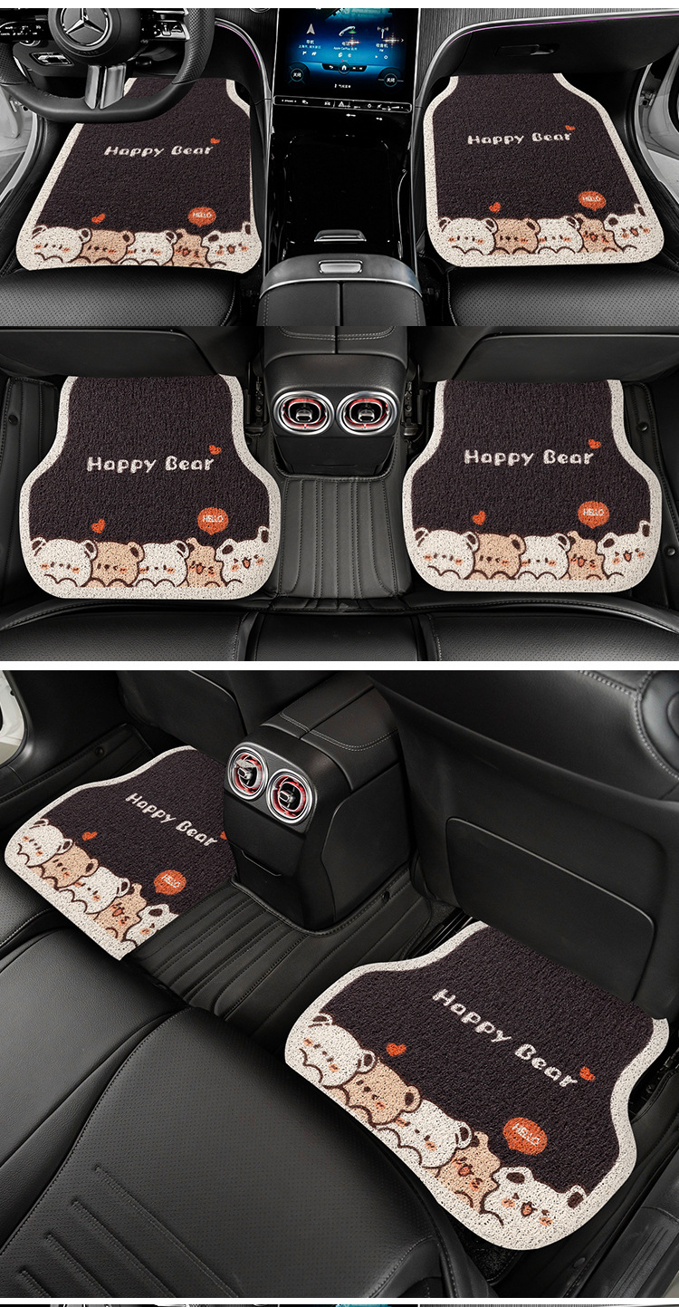 General Motors Floor Mats for Girls, Cartoon Cute Car Interior Mud Scraping Foot Mats, Wire Rings, Non-Slip and Anti-Dirty Floor Mats