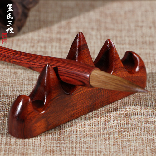 Four treasures of the study pen holder black catalpa wood brush holder pen hanging mahogany solid wood pen mountain brush holder calligraphy supplies pen holder