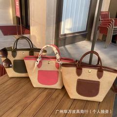 高品質の新作牛革編みトートバッグ大容量ビーチバッグハンドバッグシングルショルダーバッグ女性