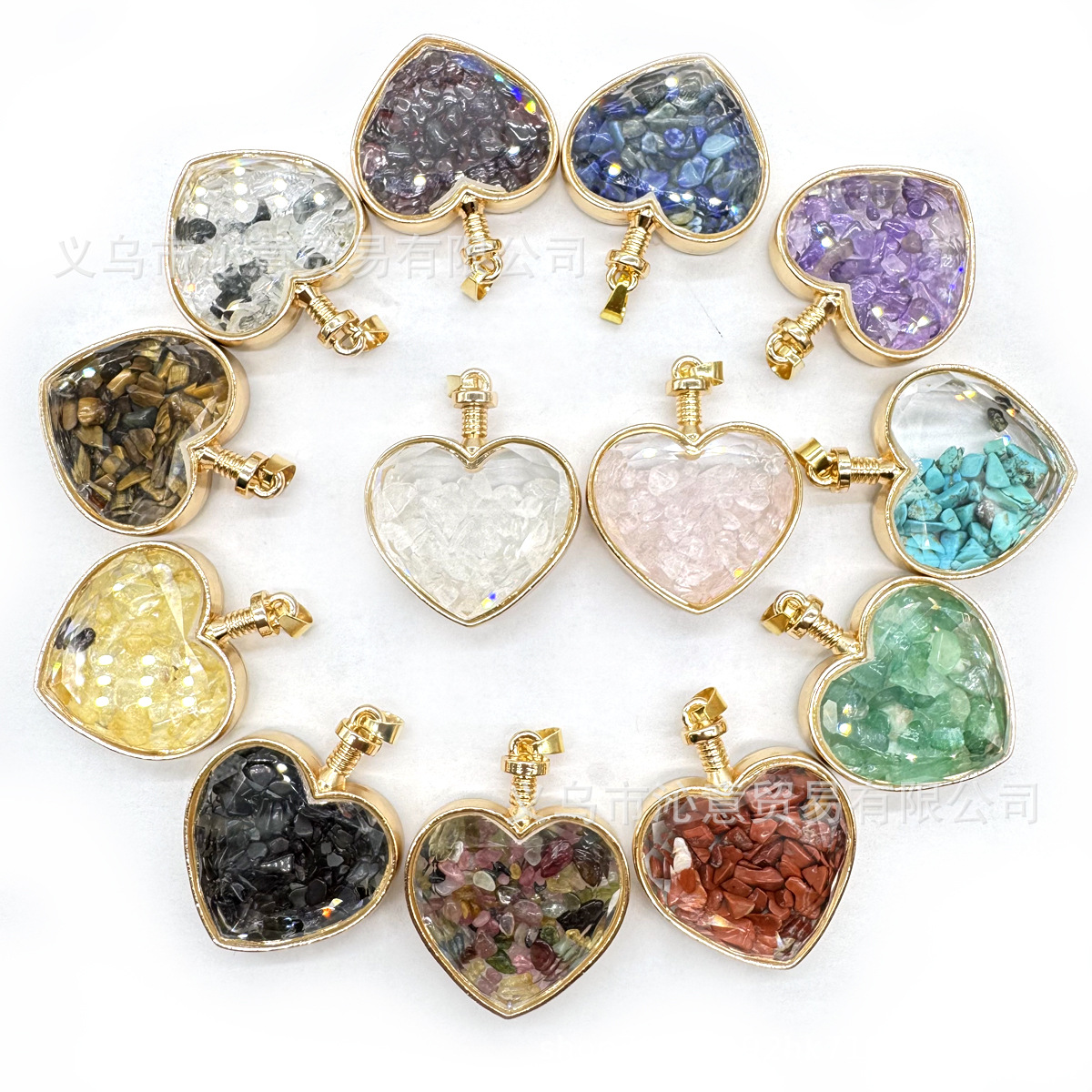 Factory Direct Sales European and American Trendyy Personalized Natural Stone Ins Style Gold Edge Frame Gravel Faceted Glass Bottle Environmentally Friendly Accessories