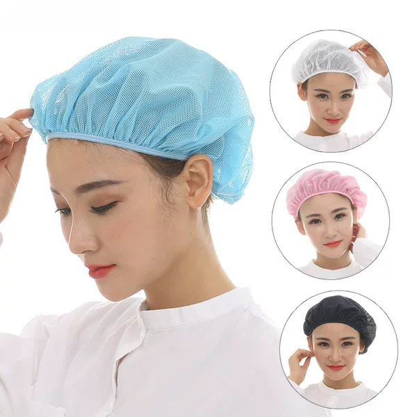 Xuanzhi New Work Hats, Sanitary Mesh Caps, Factory Headgear, Dust-Proof Chef Hats for Food Workshops, Catering Restaurants, and Canteens