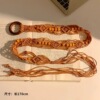 7 # Brown ring braided rope beads about 120cm waist chain
