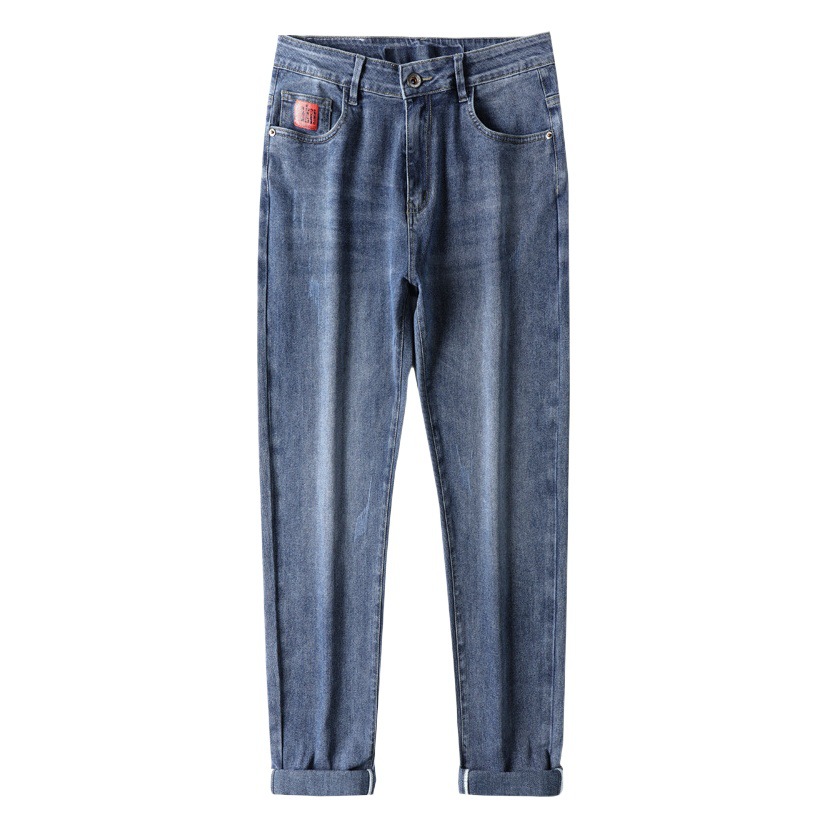 Pantalones vaqueros de los hombres pantalones cortos cuatro estaciones regular 2023 nuevo elástico slim fit pequeño recto otoño casual pantalones largos