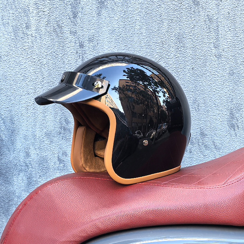 Orz Gulf Oil Motocicleta eléctrica Casco retro Casco de crucero Hombres y mujeres Casco japonés de media pala 3C