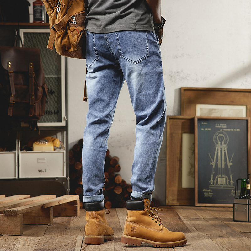 Herrenjeans im europäischen und amerikanischen Stil plus Dünger plus extra große, mit Stickereien verzierte, schlanke koreanische Hosen für Herren im Außenhandel_voghion.com