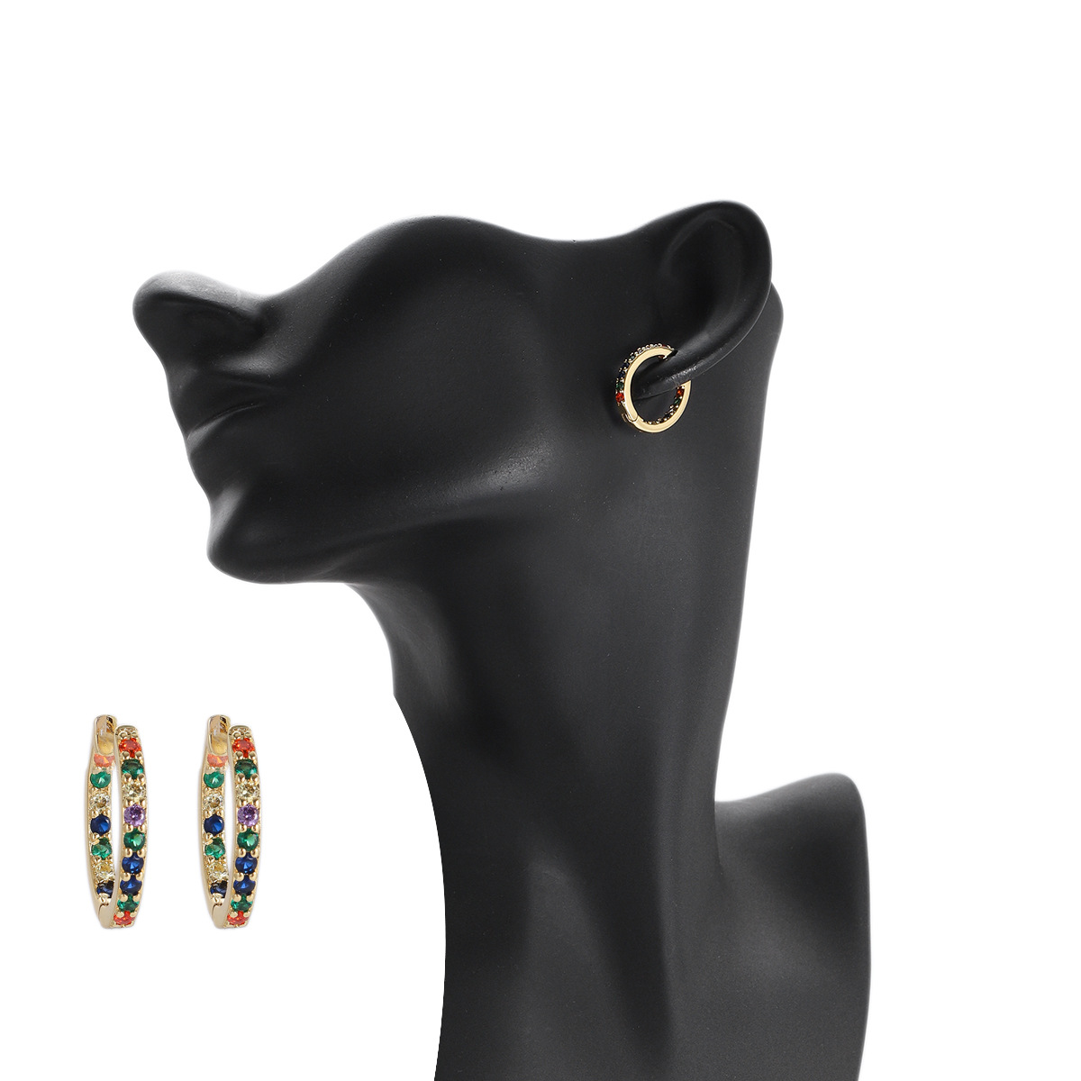 Colored Zircon Earrings Plated Color Preserving Earrings Temperament Niche Earrings_voghion.com